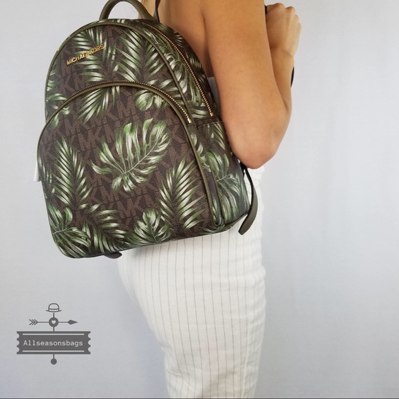 Michael Kors Abbey Medium Palm Leaves Backpack Bag - Picture 3 of 7